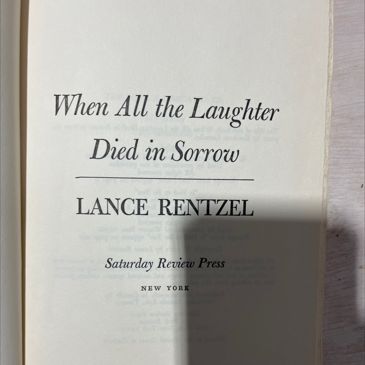 when all the laughter died in sorrow book, by lance rentzel, 1972 Hardcover, Vintage image 2