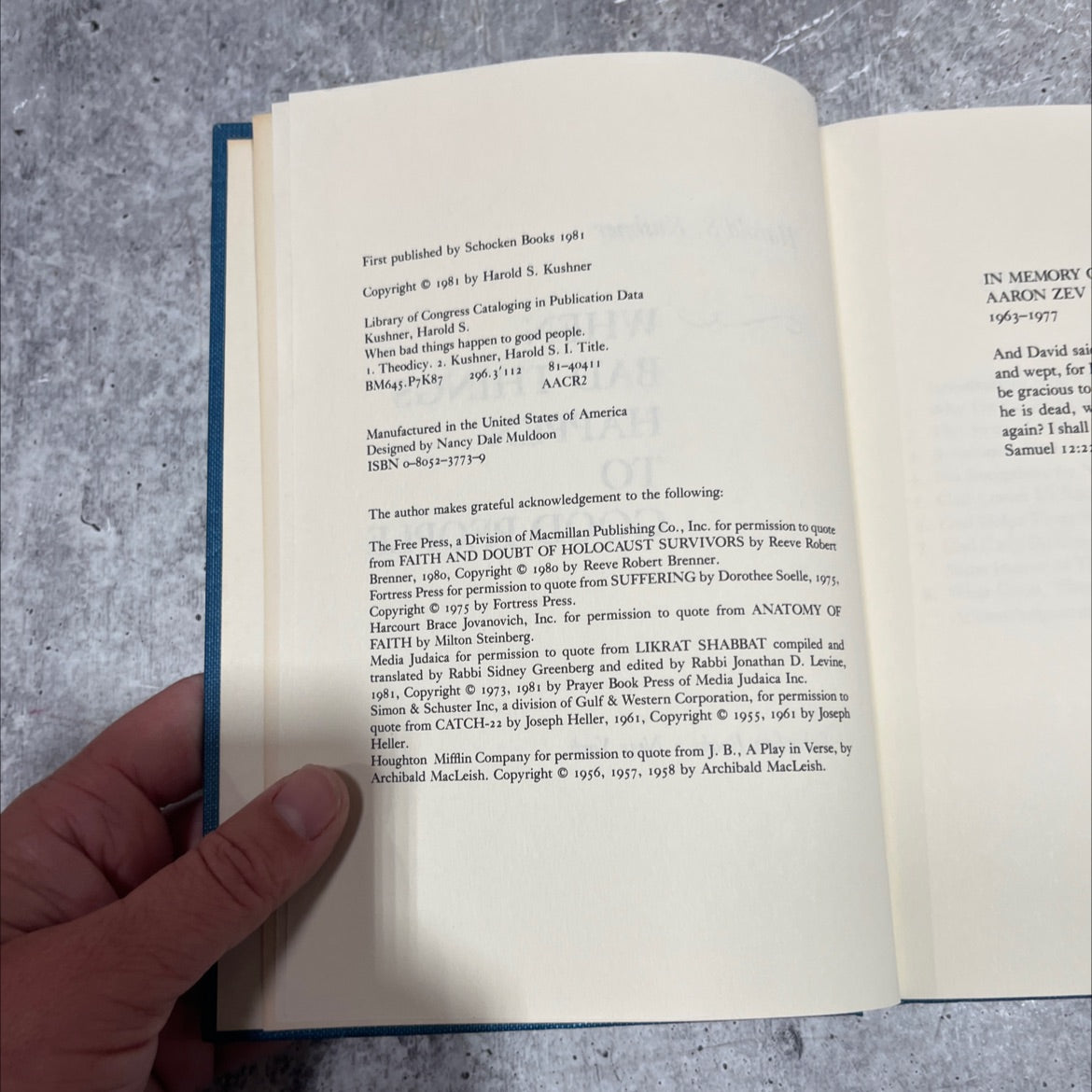 when bad things happen to good people book, by harold s. kushner, 1981 Hardcover image 3