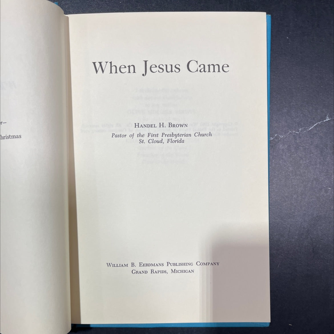 when jesus came christmas book, by handel h. brown, 1963 Hardcover image 2