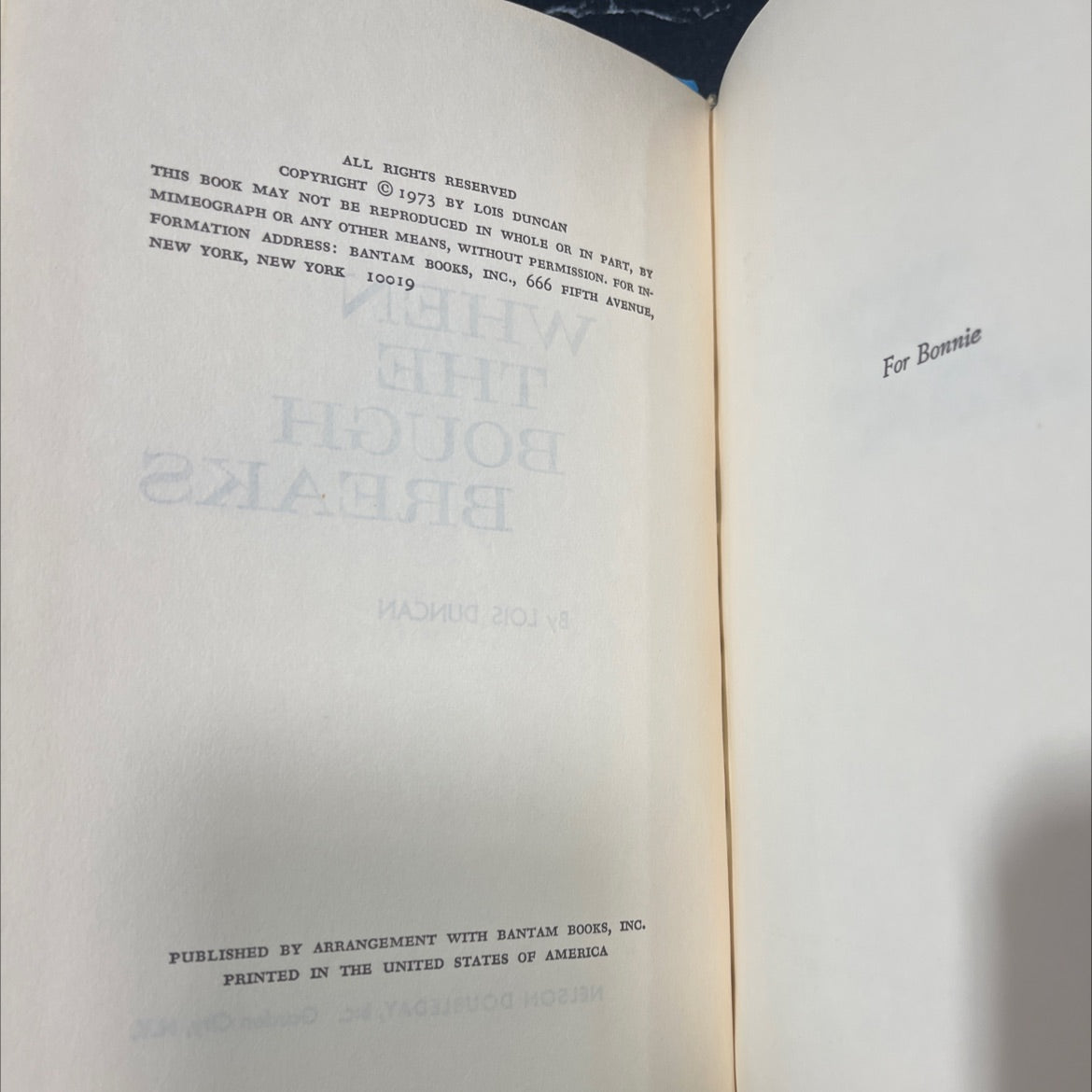 when the bough breaks book, by lois duncan, 1973 Hardcover image 3