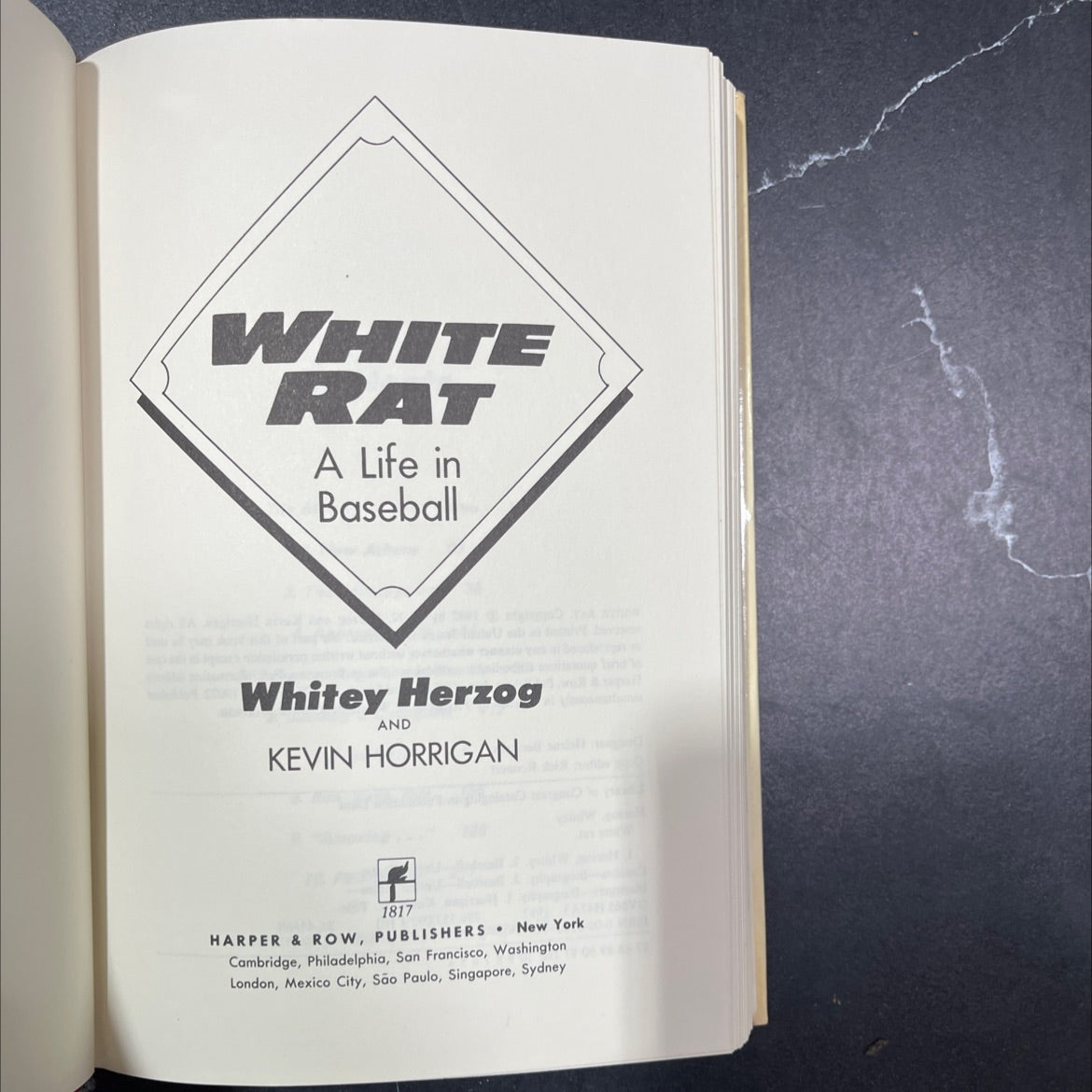 white rat a life in baseball book, by whitey herzog and kevin horrigan, 1987 Hardcover image 2