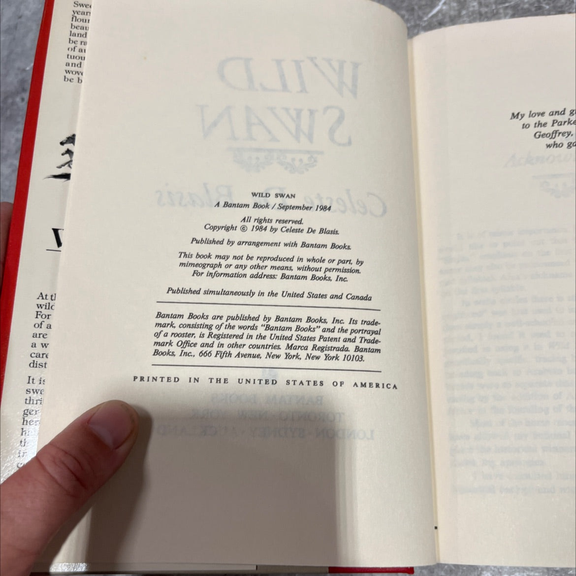 wild swan book, by Celeste De Blasis, 1984 Hardcover image 3