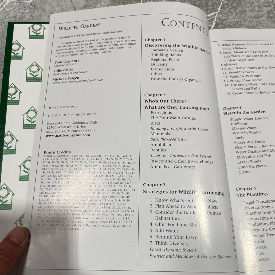 wildlife gardens book, by Katharine Anderson with Tom Carpenter, Justin Hancock, and Anne Price, 1998 Hardcover image 3