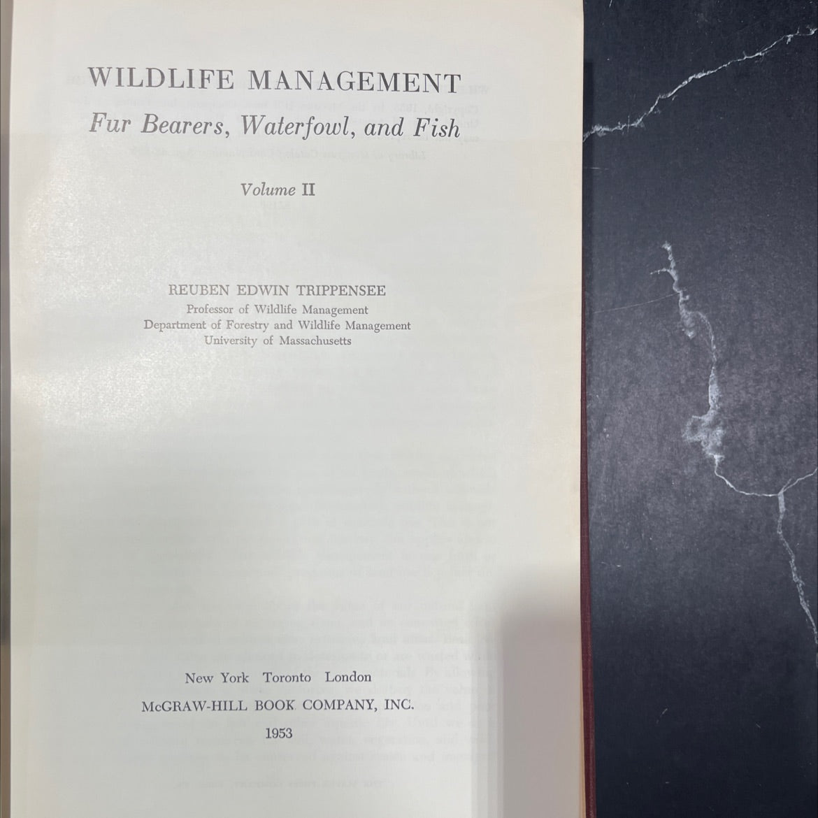 wildlife management fur bearers, waterfowl, and fish volume ii book, by reuben edwin trippensee, 1953 Hardcover image 2