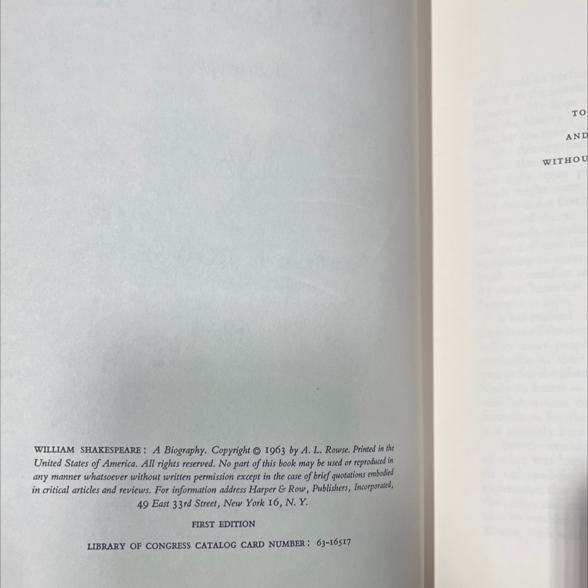 william shakespeare: a biography book, by a. l. rowse, 1963 Hardcover image 3