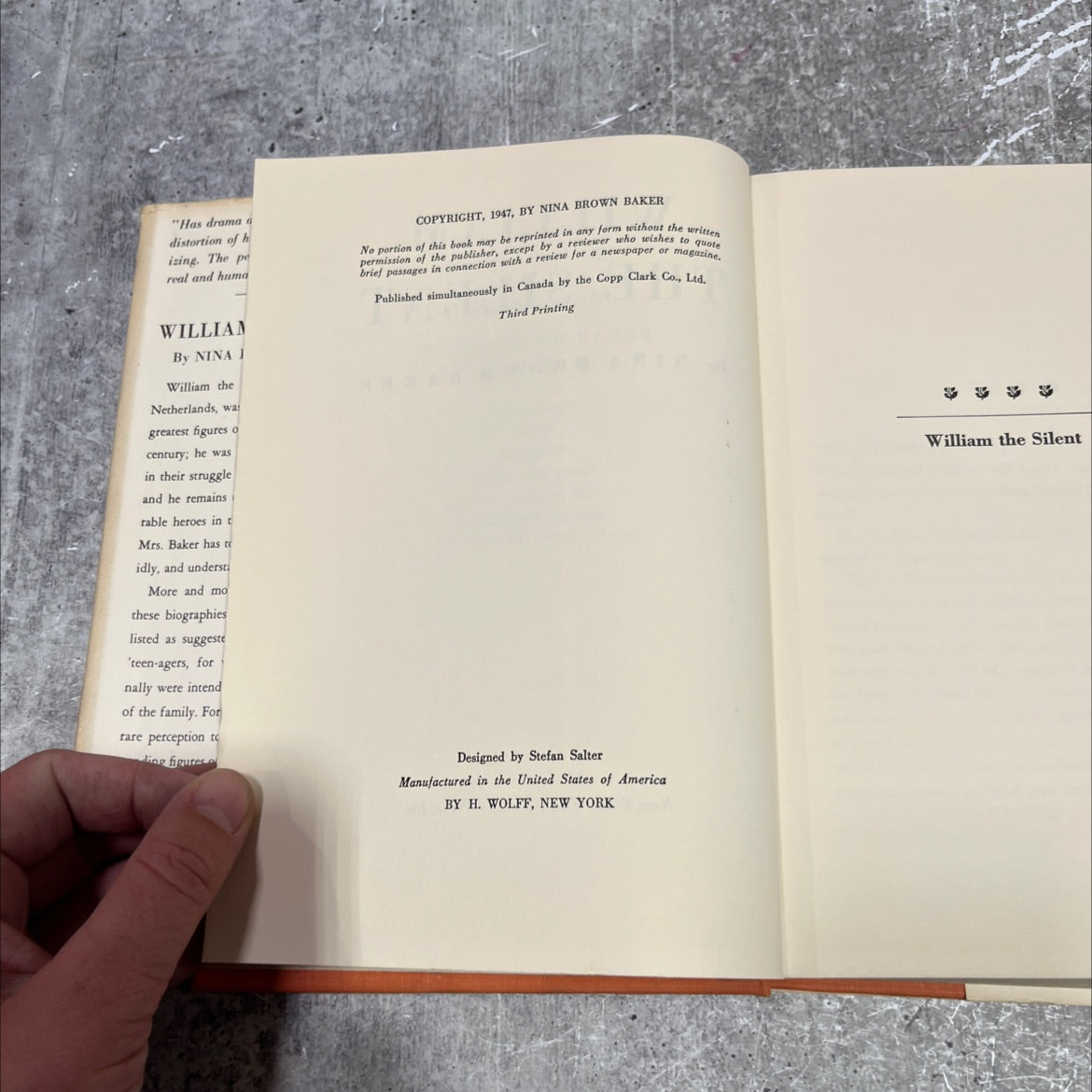 william the silent book, by nina brown baker, 1947 Hardcover image 3