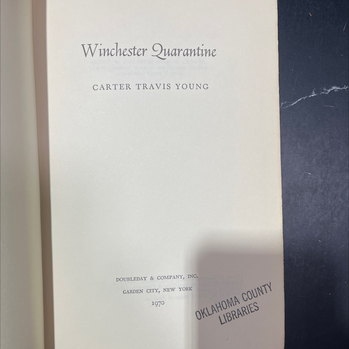 winchester quarantine book, by travis young, 1970 Hardcover image 2