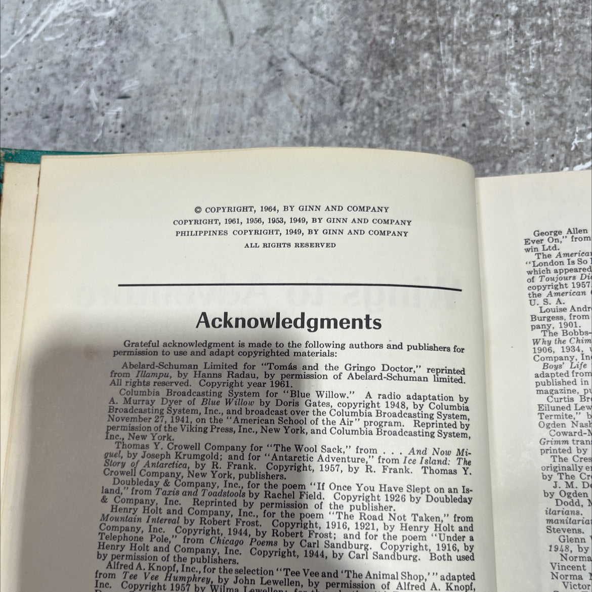 wings to adventure book, by david h. russell, doris gates, mabel snedaker, 1964 Hardcover image 3