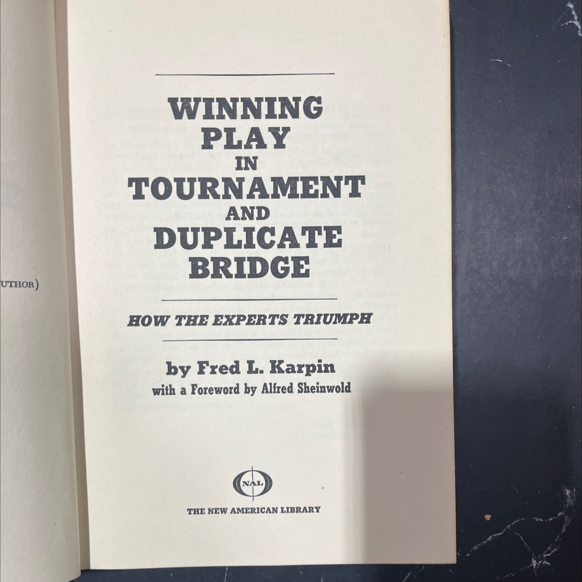 winning play in tournament and duplicate bridge how the experts triumph book, by fred l. karpin, 1968 Hardcover image 2