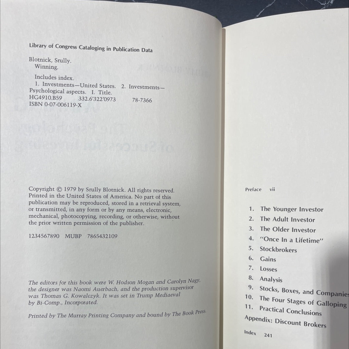 winning the psychology of successful investing book, by srully blotnick, 1979 Hardcover image 3
