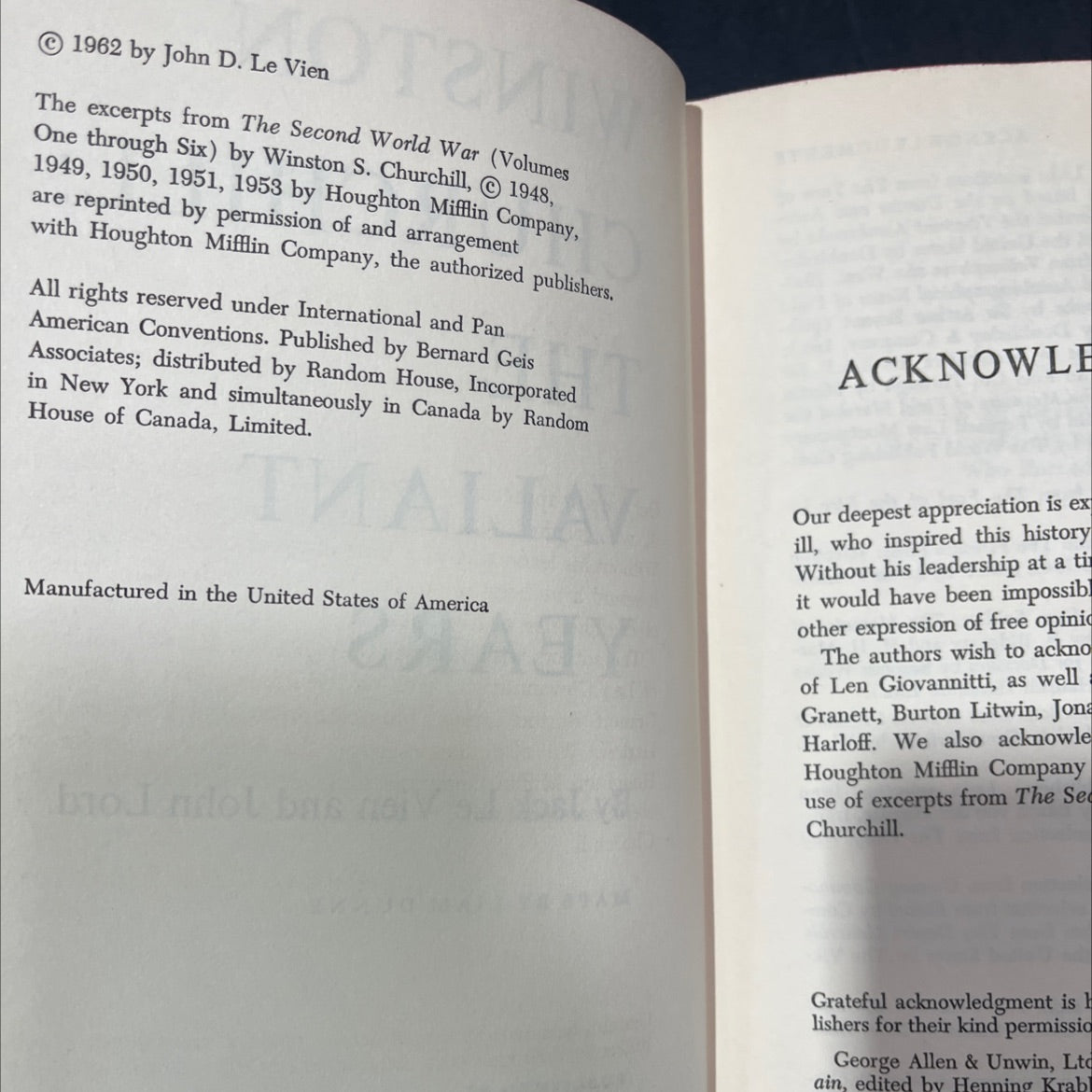 winston churchill: the valiant years book, by jack le vien, john lord, 1962 Hardcover image 3