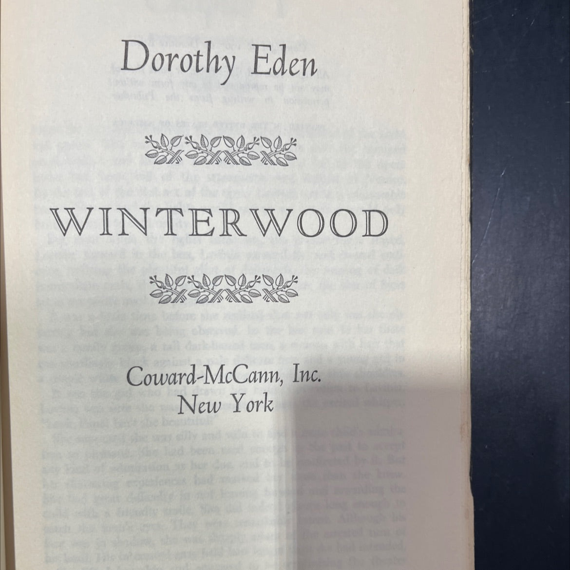 winterwood book, by Dorothy Eden, 1967 Hardcover image 2