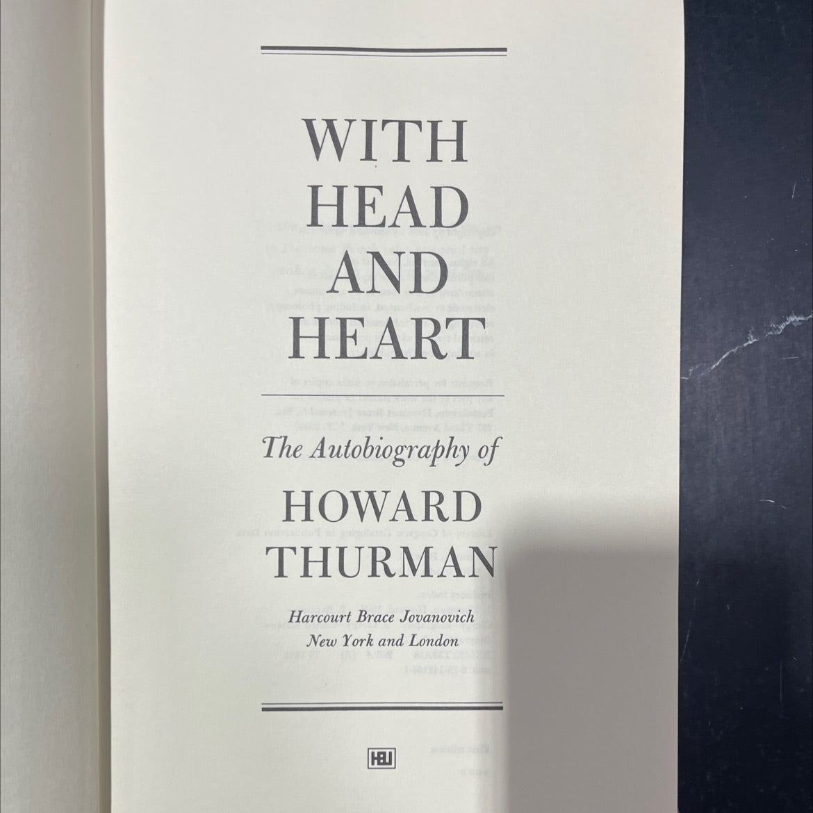 with head and heart book, by howard thurman, 1979 Hardcover image 2