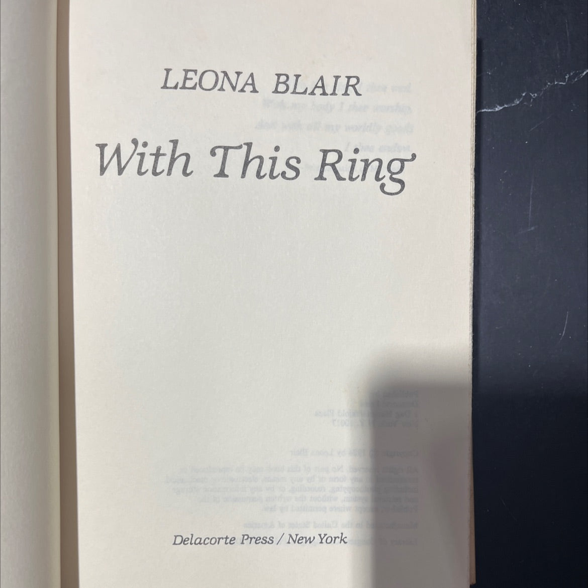 with this ring book, by leona blair, 1984 Hardcover image 2
