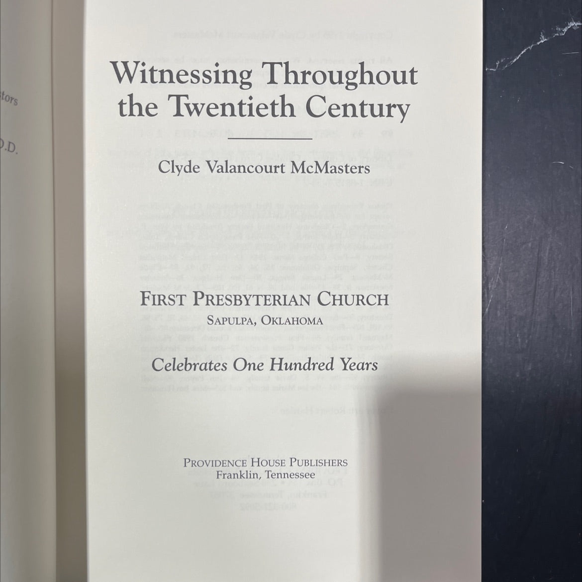 witnessing throughout the twentieth century book, by Clyde Valancourt McMasters, 1995 Hardcover image 2