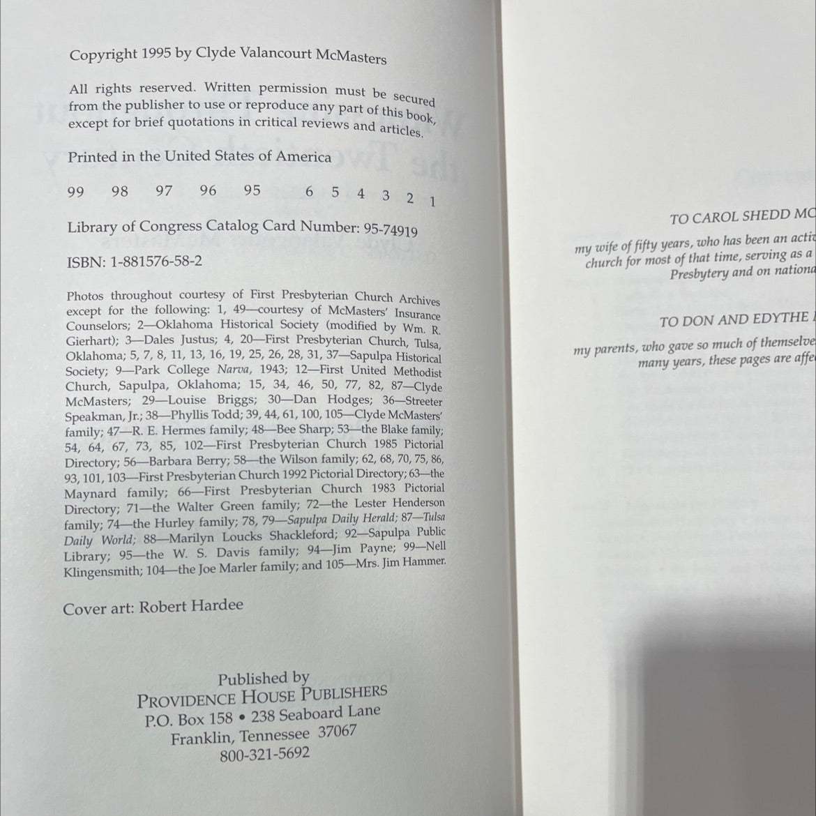 witnessing throughout the twentieth century book, by Clyde Valancourt McMasters, 1995 Hardcover image 3