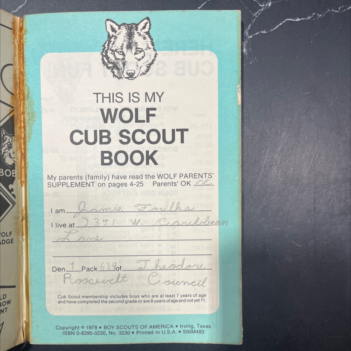wolf low cub scout book book, by Jamie Faulks, 1978 Hardcover image 2