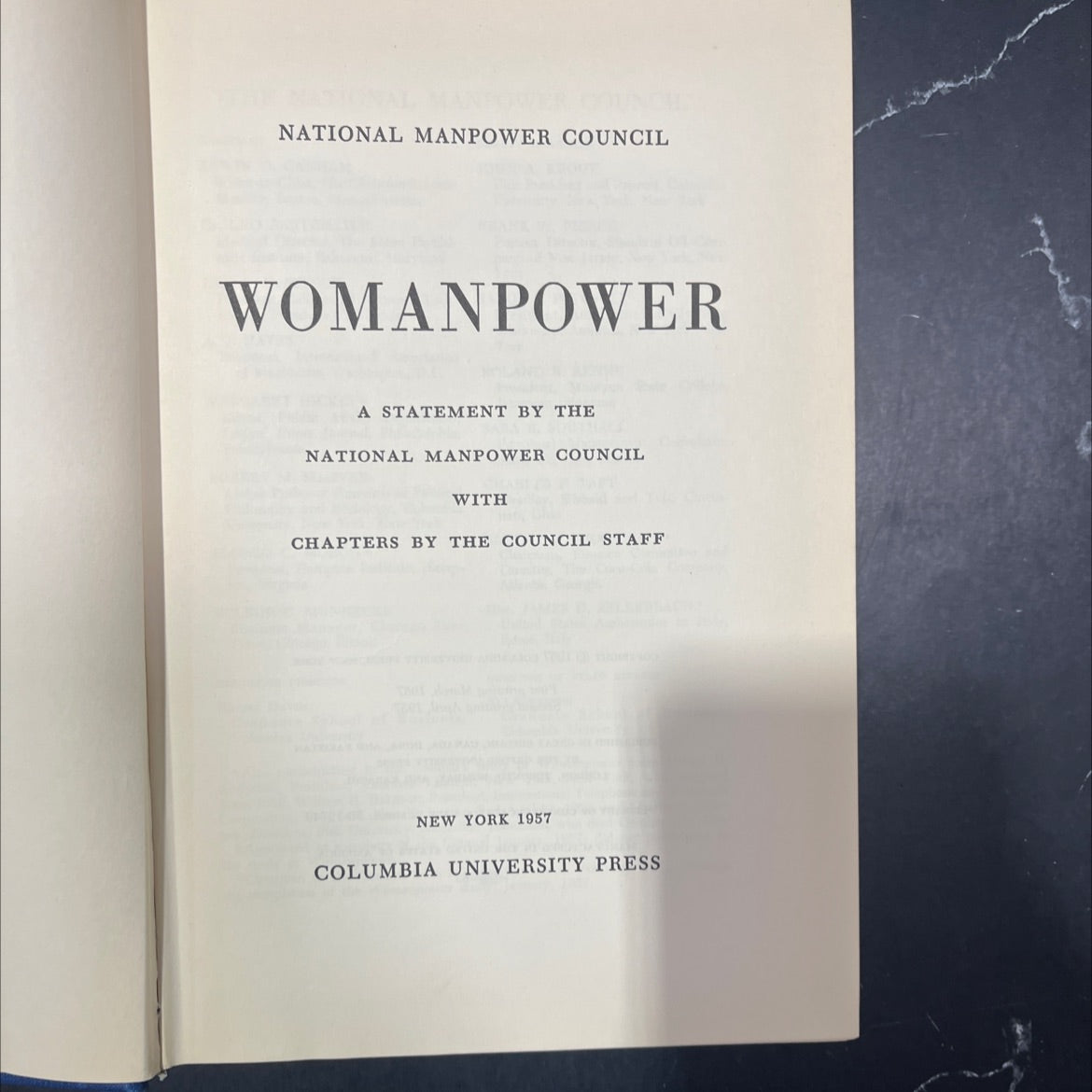 womanpower a statement by the national manpower council book, by national manpower council, 1957 Hardcover image 2