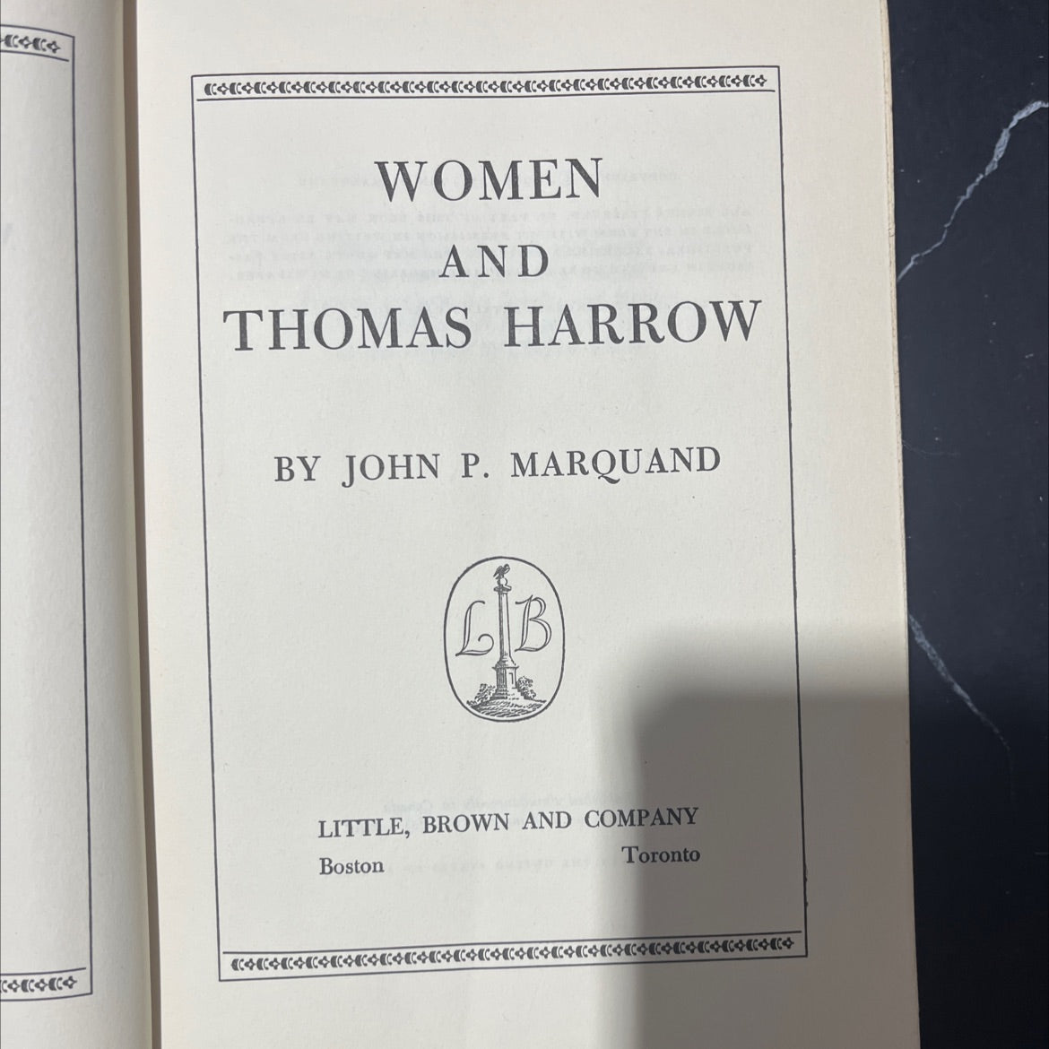 women and thomas harrow book, by john p. marquand, 1958 Hardcover image 2