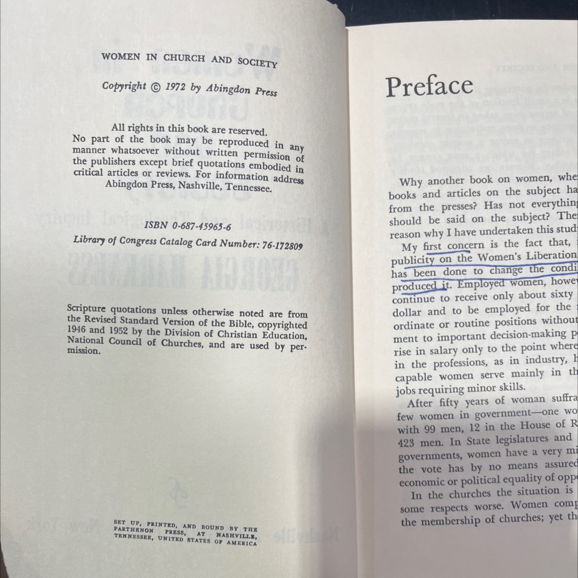 women in church and society book, by georgia harkness, 1972 Hardcover image 3