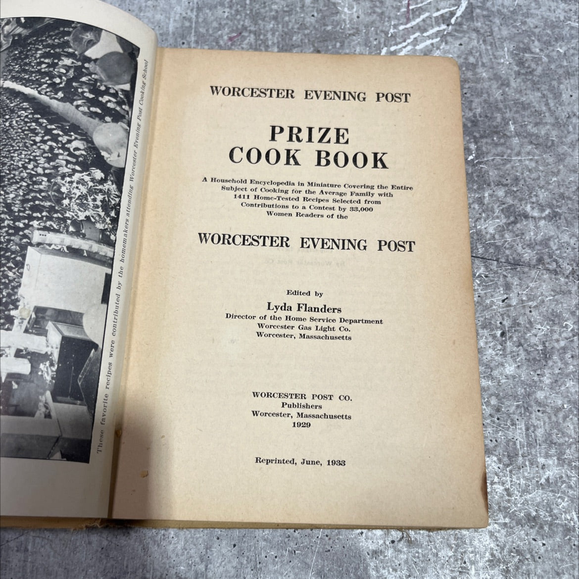 worcester evening post prize cook book book, by lyda flanders, 1933 Hardcover image 2