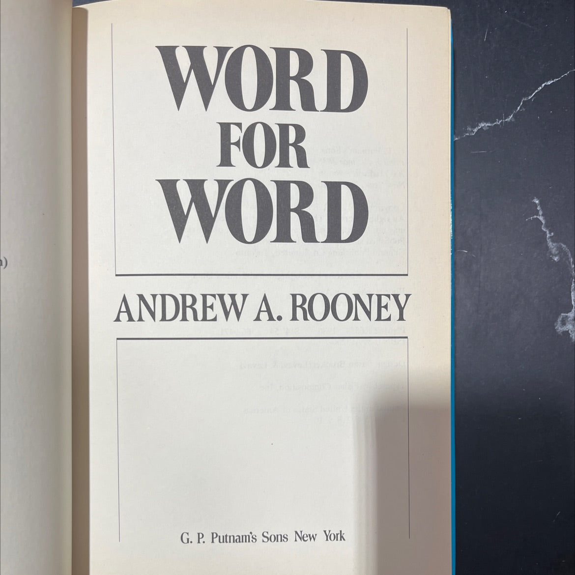 word for word book, by andrew a. rooney, 1986 Hardcover image 2