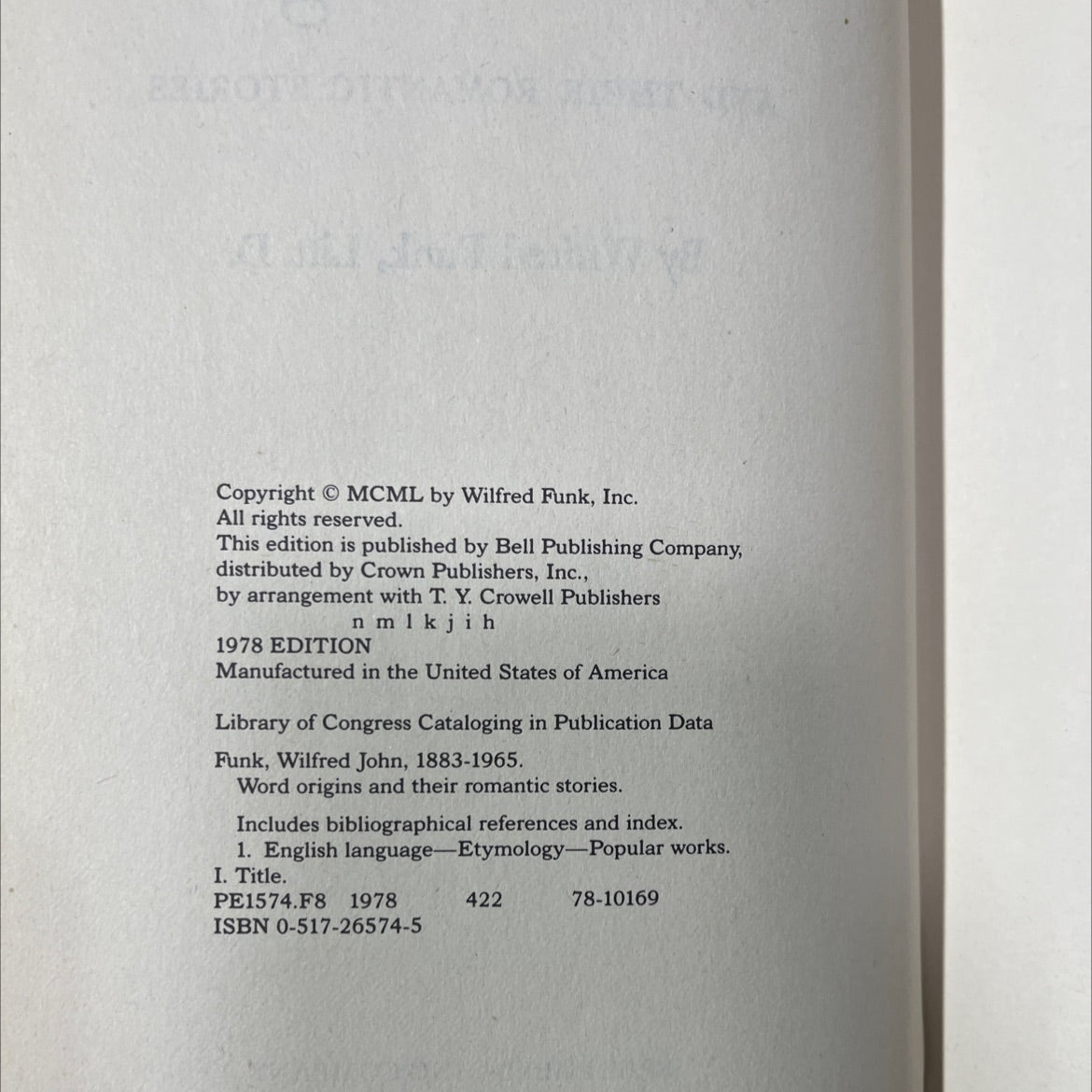 word origins and their romantic stories book, by wilfred funk, 1978 Hardcover image 3
