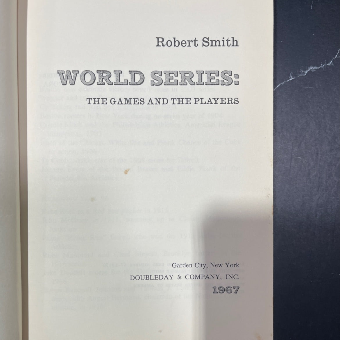 world series: the games and the players book, by robert smith, 1967 Hardcover image 2