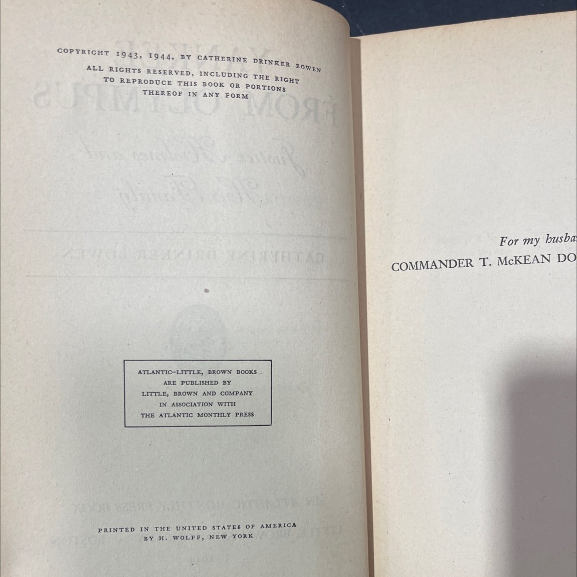 yankee from olympus justice holmes and his family book, by catherine drinker bowen, 1944 Hardcover image 3