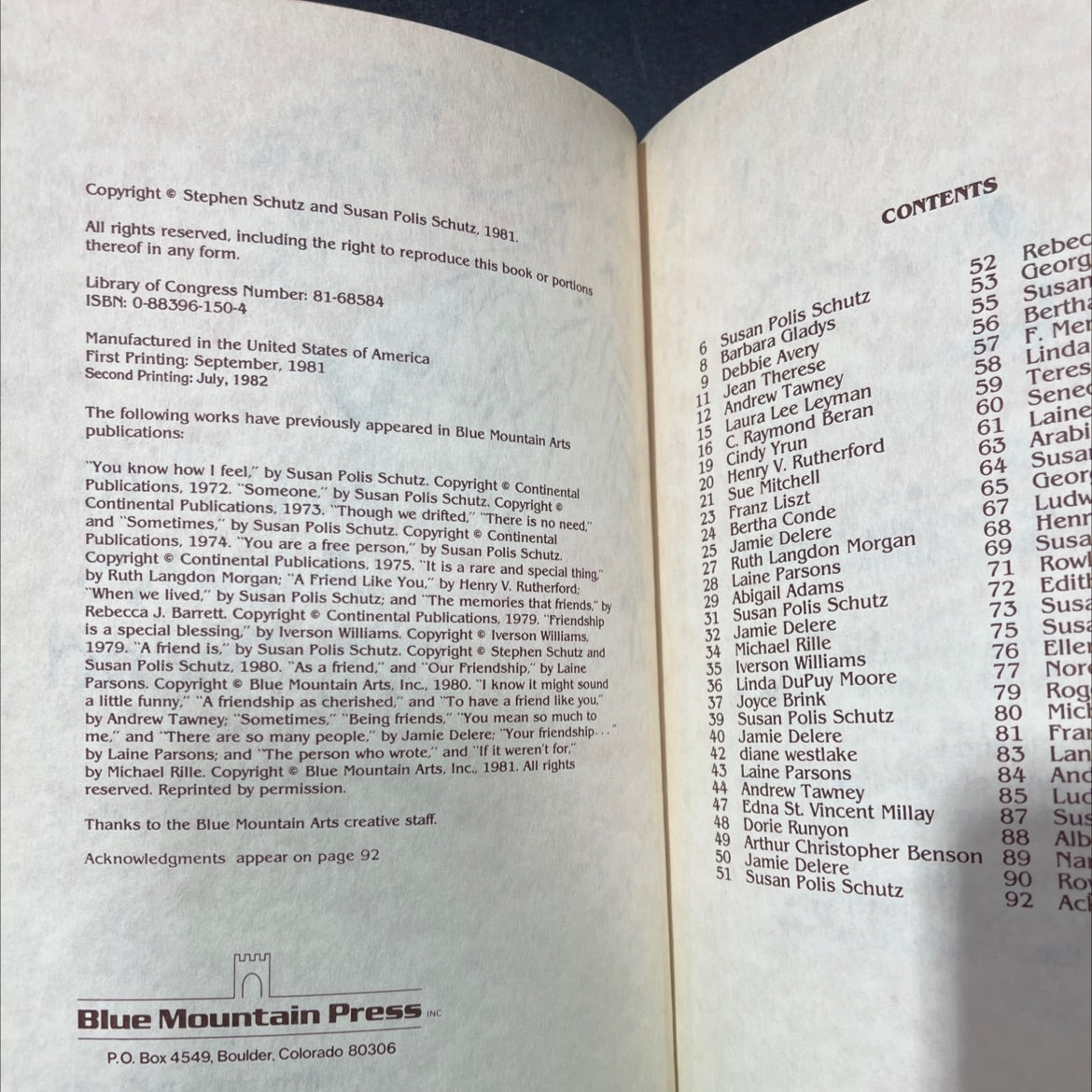 you are always my friend book, by susan polis schutz, 1981 Hardcover image 3