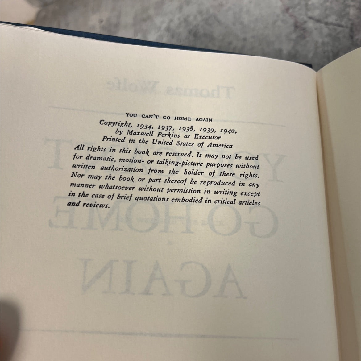 you can't go home again book, by thomas wolfe, 1940 Hardcover image 3