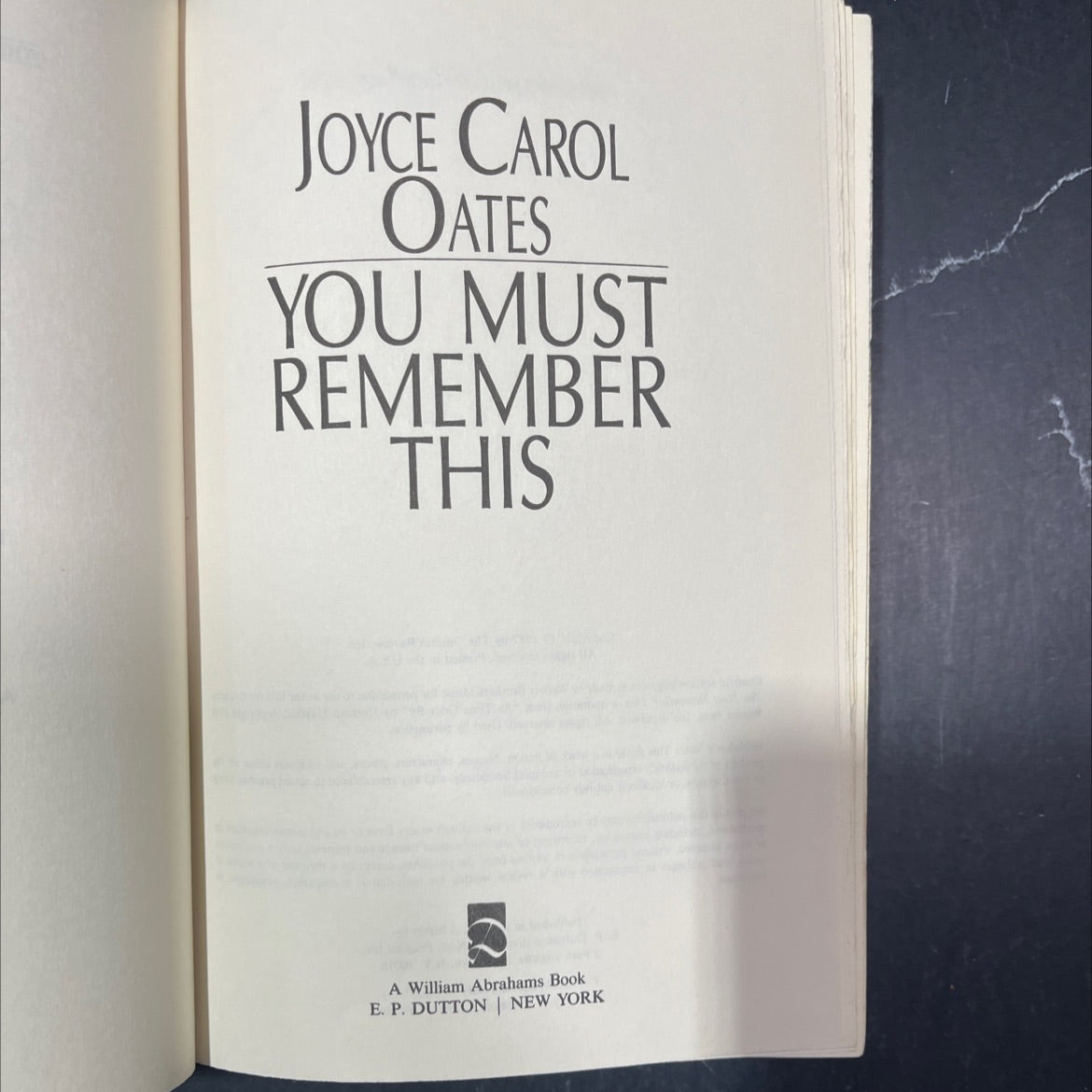 you must remember this book, by joyce carol oates, 1987 Hardcover image 2