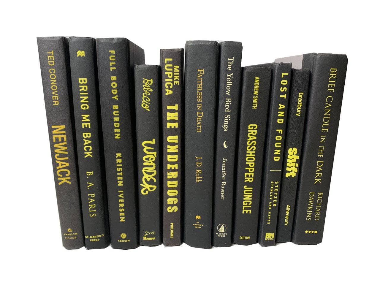 TheBookBundler Books by Color Black: Yellow Letter / 1 foot Modern Black Books with Color Accents | Decorative Books by Color | By the Foot - Custom Lettering Colors | Designer Decor