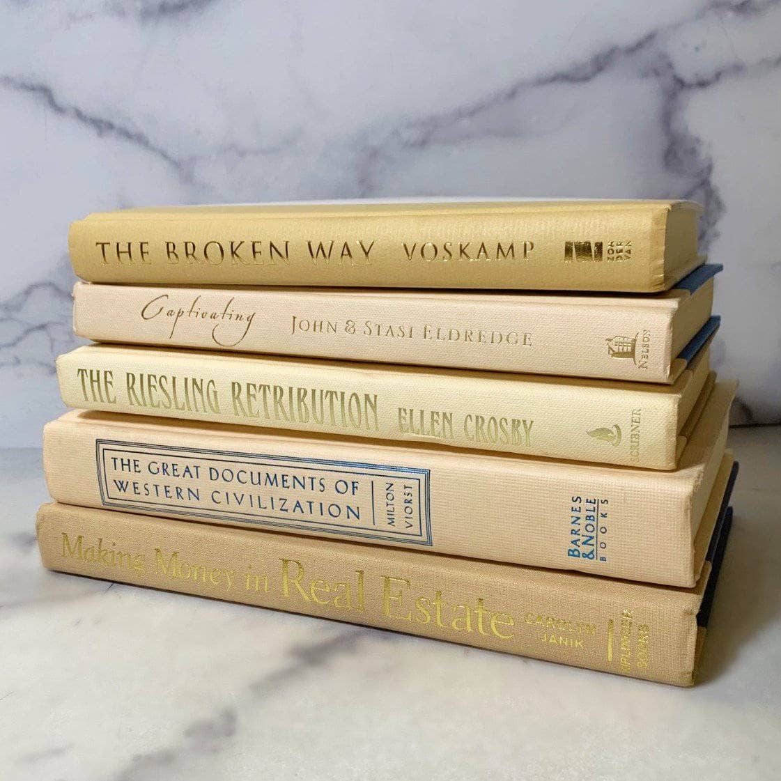 TheBookBundler Books by Color Modern Cream Books | Books by the Foot | Authentic Decorative Books | Designer Décor