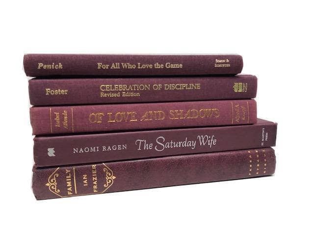 TheBookBundler Hidden Half-Foot (5-6) Modern Burgundy Books by the Foot & Color