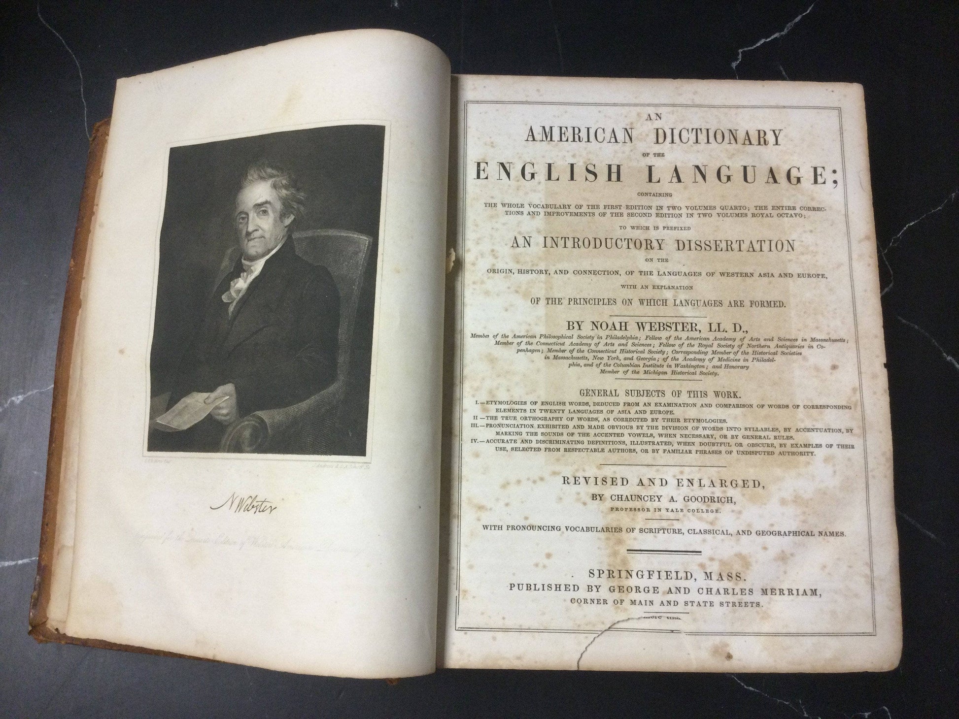 TheBookBundler Uber Rare Book Vault Price RARE American Dictionary of the English Language 1850's | Noah Webster | Revised and Enlarged | Antiquarian Oversized Leather Bound