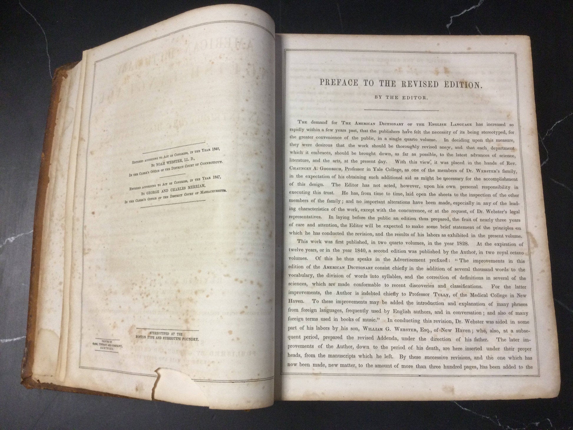TheBookBundler Uber Rare Book Vault Price RARE American Dictionary of the English Language 1850's | Noah Webster | Revised and Enlarged | Antiquarian Oversized Leather Bound